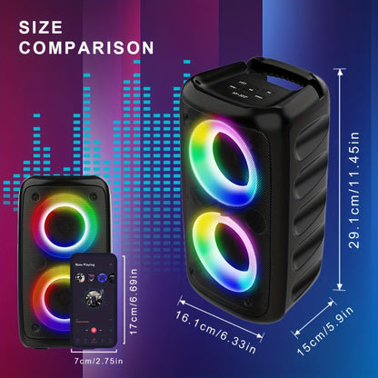 Portable Bluetooth Speaker HY-3317 with Dual Speakers, Subwoofer, LED, Mic, 2400mAh and USB-C