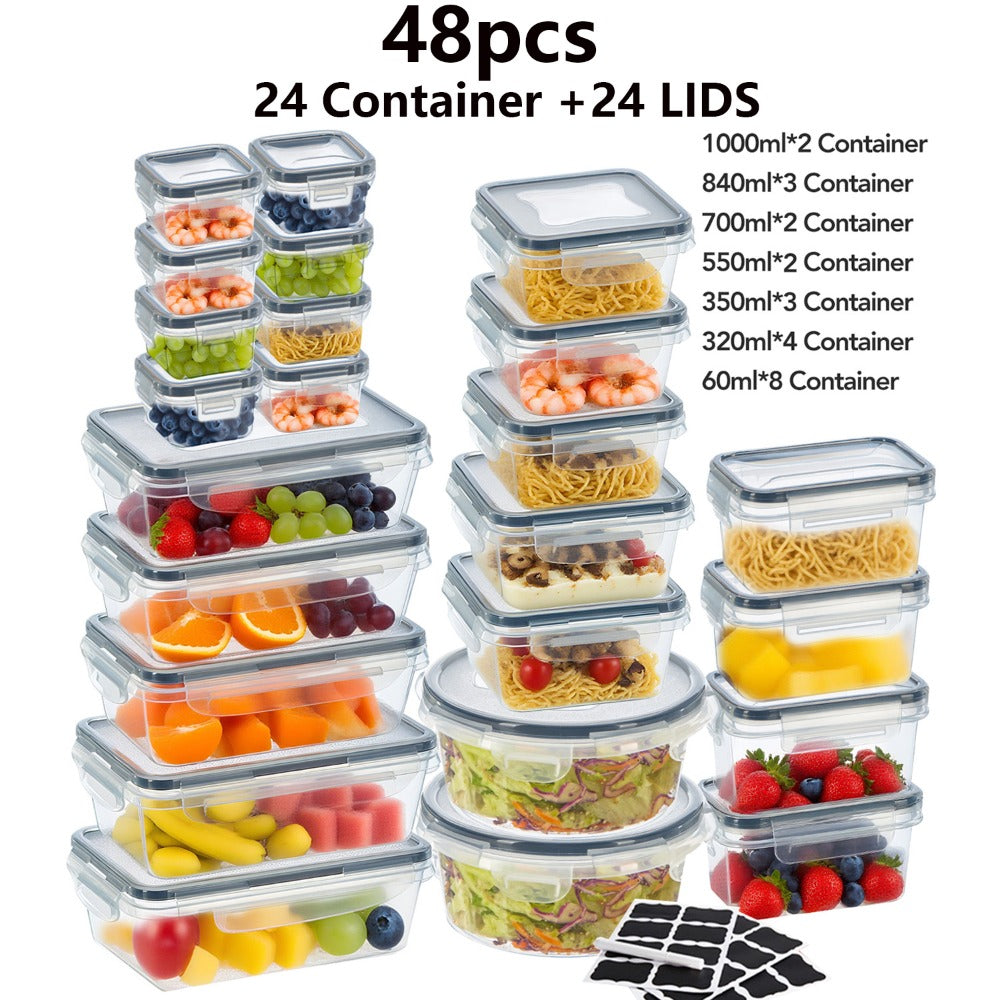 Food Storage Containers Multi-Size Pantry Set with Matching Lids, Labels and Markers in Four Pack Options