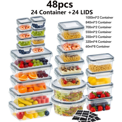 Food Storage Containers Multi-Size Pantry Set with Matching Lids, Labels and Markers in Four Pack Options