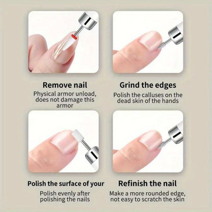 Electric Nail Drill Cordless USB Rechargeable Pen with Bit and Sanding Band Set in Gold or White
