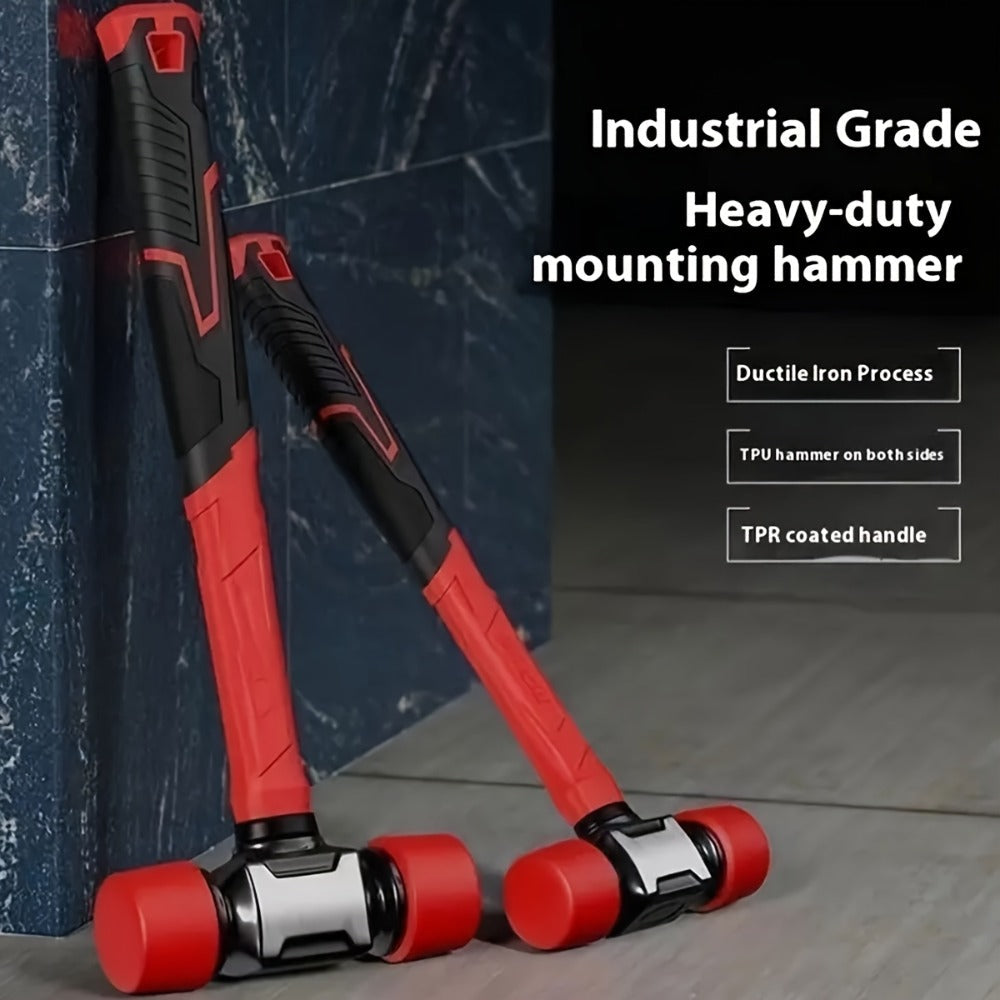 Double-Head Rubber Mallet with Red Grip and A-27 mm or B-36 mm Head Options for Flooring and Craft Work