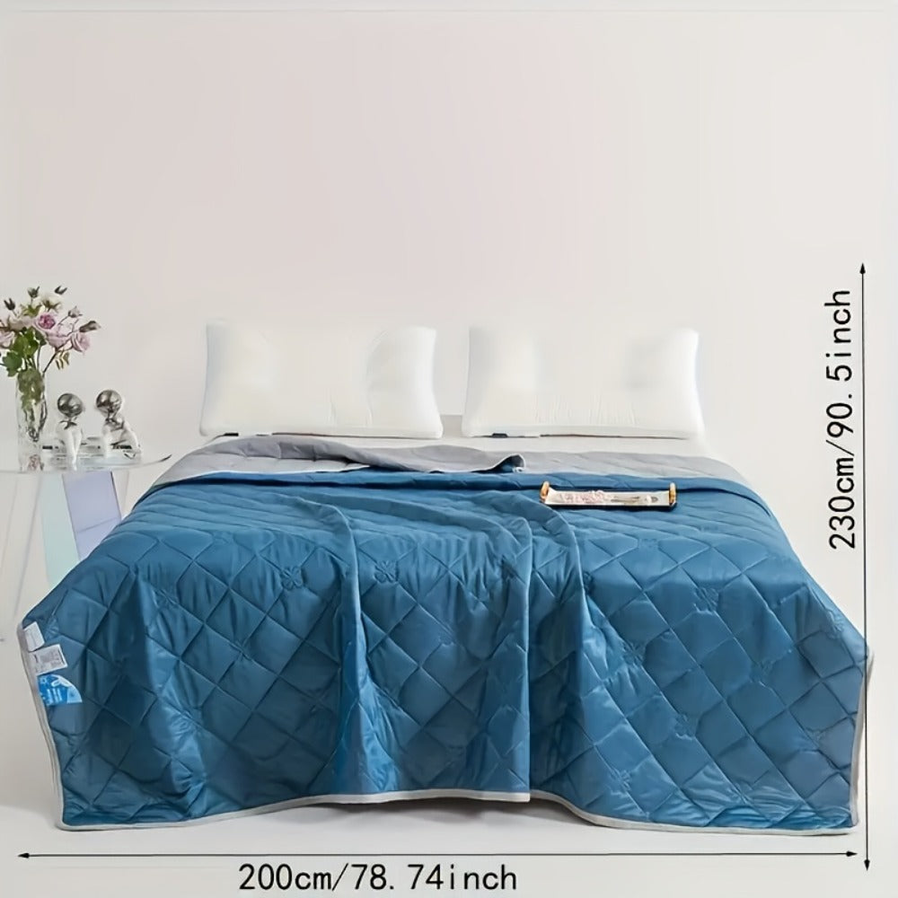 Diamond-Quilt Summer Blanket in Light Violet or Light Green with Three Metric and Inch Size Options