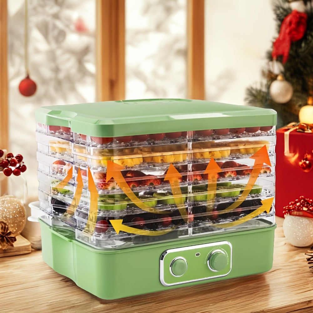 Food Dehydrator Machine 5-Tray BPA-Free Stackable 240W Digital Temperature Control 95-158°F Quiet 33dB Overheat Protection for Jerky Fruit Meat Veggies Herbs Snacks Home Use