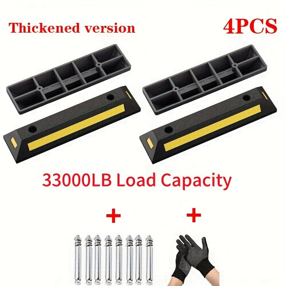 Garage Parking Curb Stop Rubber Wheel Stop 21 Inch Heavy Duty Car Tire Guide Railing for Garage Floor Wall Protector Vehicle Parking Aid 1pc 2pc 4pc Thickened Version Available