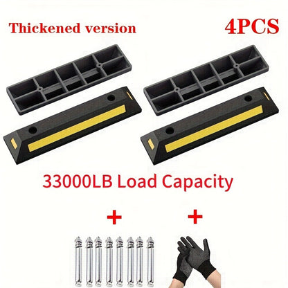 Garage Parking Curb Stop Rubber Wheel Stop 21 Inch Heavy Duty Car Tire Guide Railing for Garage Floor Wall Protector Vehicle Parking Aid 1pc 2pc 4pc Thickened Version Available