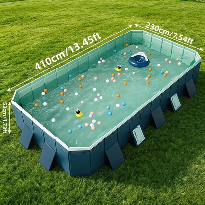 Large Rectangular Frame Pool – Non-Inflatable Backyard Swimming Pool with Drain