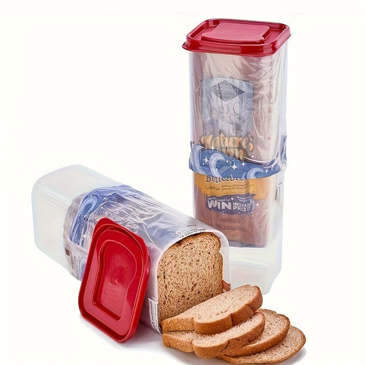 Food Storage Container Bread Box with Clear Rectangular Body, Flip-Top Lid and Red or Black Selection