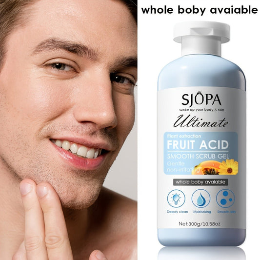 Body Scrub Exfoliating Gel Set 300g with Bath Cloth — Aloe Vera Papaya Chamomile Deep Cleansing Moisturizing Whole Body Scrub for Women Men All Skin Types, Brightening Spa Gift