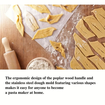 Thirteen-Piece Dumpling Maker Tool Set with Wooden Handles, Round Cutters and Folding Presses in Multiple Sizes