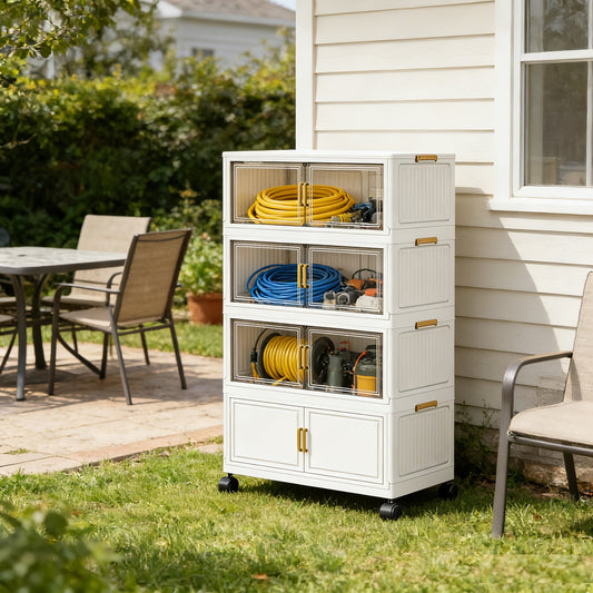 Foldable Outdoor Storage Cabinet Rack 4-5 Tier Garden Organizer