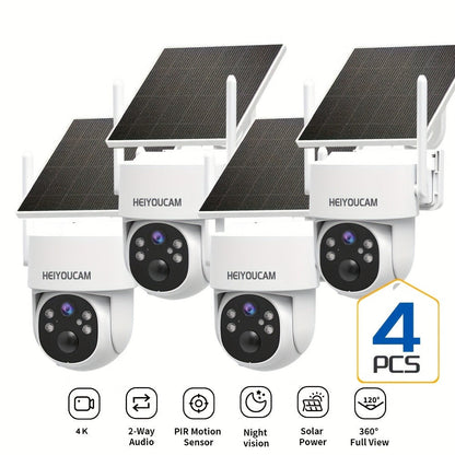 Solar PTZ Security Camera Outdoor 4K Wireless – 360° Pan Tilt Zoom, PIR Motion Detection Alarm, Full Color Night Vision, Two-Way Audio, SD & Cloud Storage, Easy Install WiFi Camera