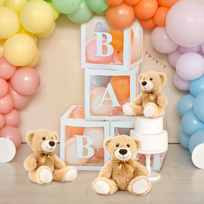 Plush Toy Eight-Pack of 11-Inch Teddy Bears in Dark Brown or Khaki for Events and Favors for Character Display, Room Decor and Gift