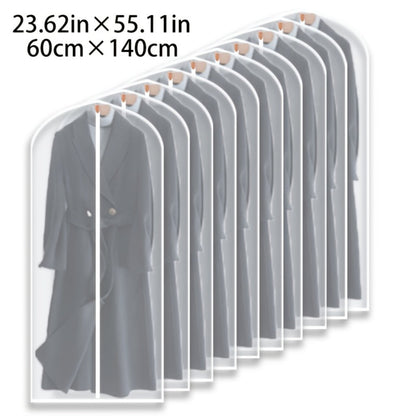 Ten-Piece Translucent Hanging Garment Bag Set with Full Zippers in Four Exact Length Options