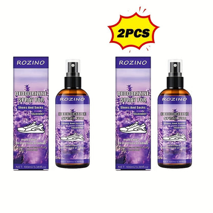 Foot Deodorizer Spray for Feet Socks & Shoes – Lavender Scent, Fast-Drying Odor Control, Glycerin Formula, Allergy-Friendly, 3.38 fl oz, Set of 2