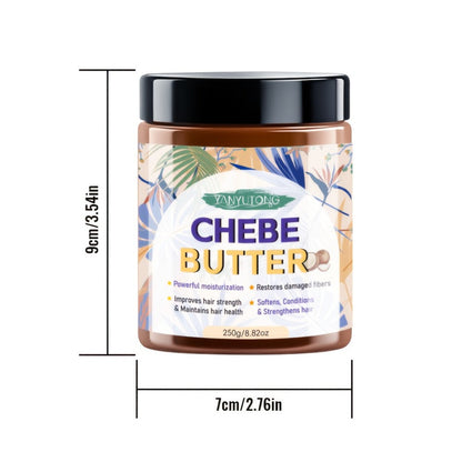 250g Chebe Butter Hair Mask in Clear Jar with African Shea, Castor and Batana Oils Named on Label