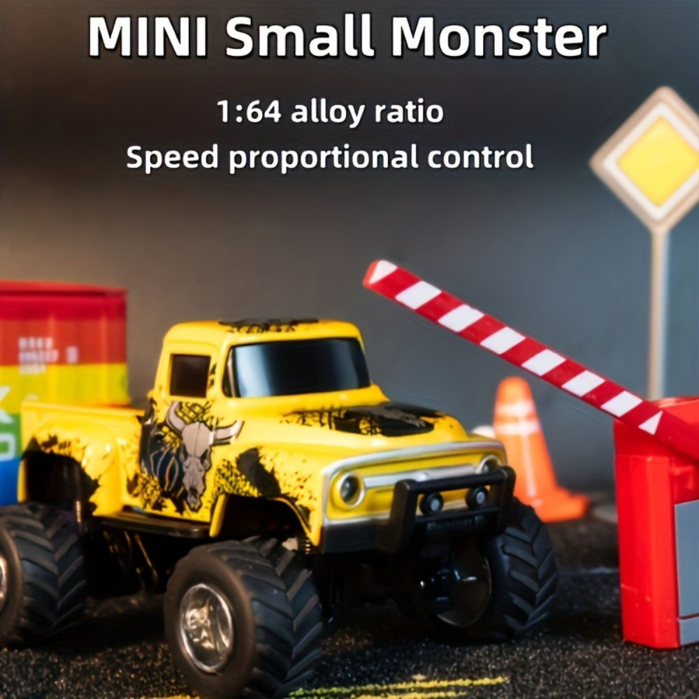 Remote Control Car, 1:64 Scale Die-Cast Monster Truck with 2.4GHz Control, LED Headlights and Five Color Options