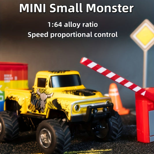 Remote Control Car, 1:64 Scale Die-Cast Monster Truck with 2.4GHz Control, LED Headlights and Five Color Options