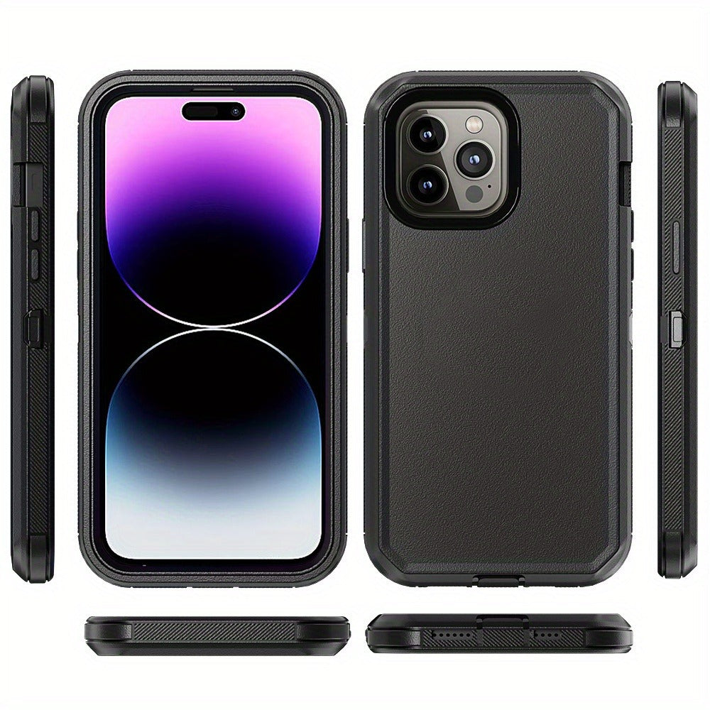 Phone Case Dual-Layer TPU and PC Cover with Rotating Belt Clip Holster and Qi Support for iPhone 14 Models