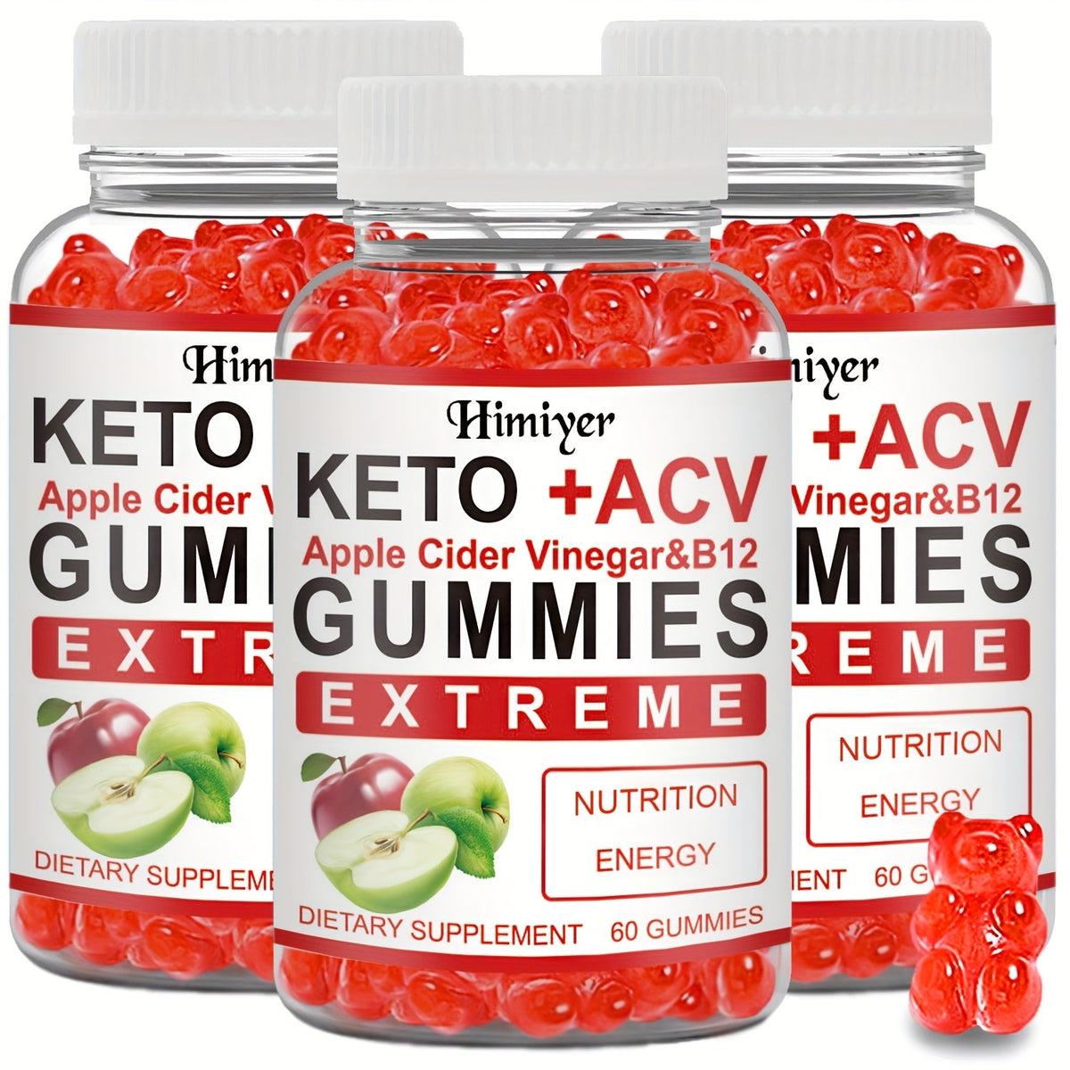 Apple Cider Vinegar Gummies with Pomegranate, Beet Juice & Vitamin B12, Keto ACV Gummies for Weight Management