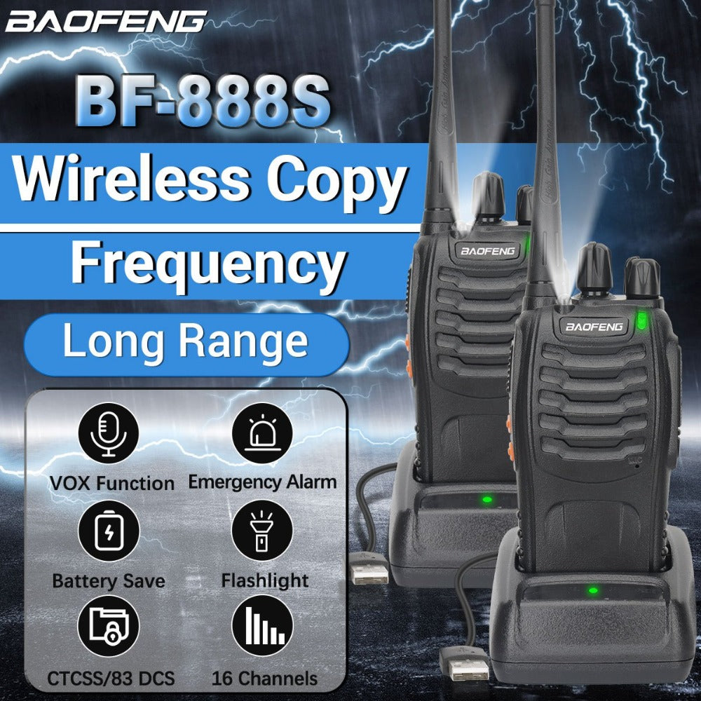 Baofeng BF-888S Walkie Talkie 2-Pack - Long Range UHF Two Way Radio, Wireless Frequency Copy, Portable Ham Radio for Hunting, Hiking, Camping & Emergency
