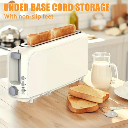 2-Slice Toaster Slim Ultra-Thin Design – 6 Browning Settings, 10" Long Slot, Reheat & Defrost Functions, Auto Shut-Off, Removable Crumb Tray, 6 Colors Available