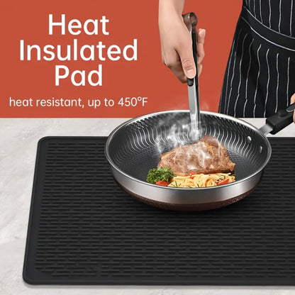 Black Silicone Electric Stove Top Cover Mat, 28 x 20 Inch Raised-Ridge Countertop Protector