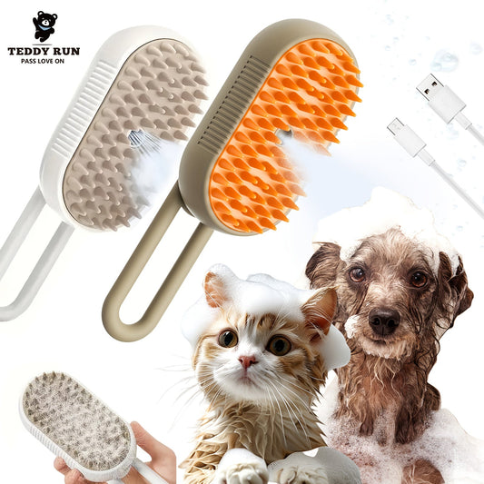 Cat Grooming Steam Brush - Self-Cleaning 4-in-1 Pet Brush with Spray for Cats & Dogs Shedding Grooming Control Deshedding Tool