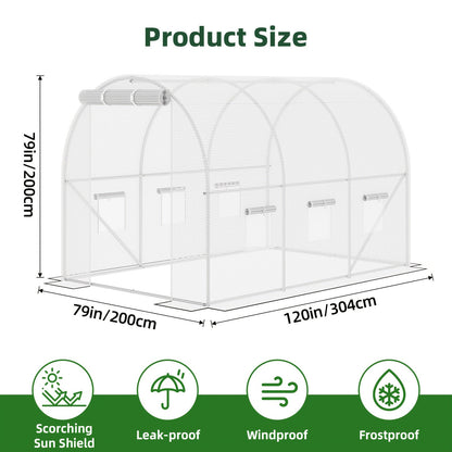 10 x 6.6 x 6.6 Foot Walk-In Greenhouse with Two Zippered Screen Doors and Six Windows in Two Colors