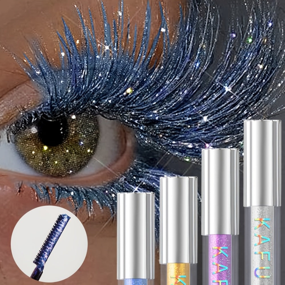 Colored Mascara Set 4pcs for Women — Vibrant Silver Blue Yellow Purple Curling Long-Lasting Formula, Highly Pigmented Bold Eye Makeup for Daily Wear Clubbing Festival Party Looks