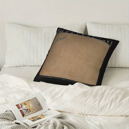 Throw Pillow Cover Guitar Amplifier Music Themed Decorative Cushion Case 18x18 Inch Zipper Polyester Machine Washable Gift for Guitarist Musician Living Room Bedroom Sofa Decor