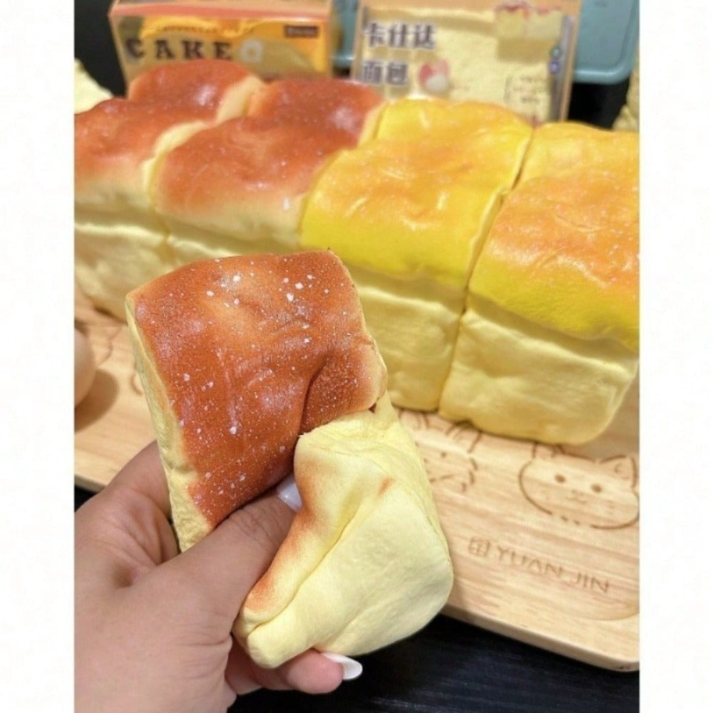 Slow Rise Bread Squishy Toy 2-Pack, Squeeze Fidget Sensory Toys for Anxiety & Stress, TPU Foam, Mixed Color Light & Dark