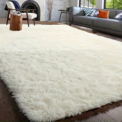 Area Rug Fluffy Faux-Fur Shag in Solid, Tie-Dye and Ombre Colors with Six Retained Room Sizes
