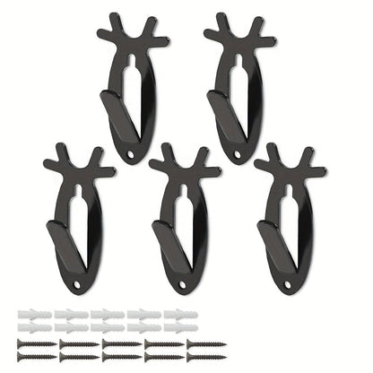Five-Piece Deer-Head Wall Hook Set with Antler-Inspired Shape for Entryway or Bedroom Storage