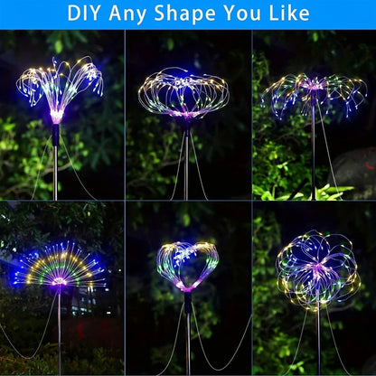 Solar Firework Garden Lights Outdoor 12 Pack 750 LED - 8 Modes Waterproof Starburst Stake Lights for Yard, Pathway, Balcony, Christmas & Holiday Decor, Multicolor or White (4-Pack / 12-Pack)