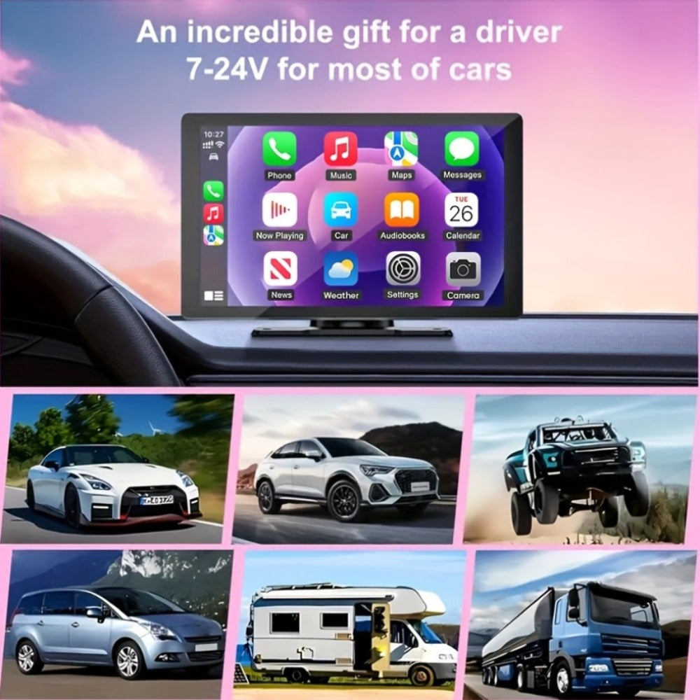 Wireless CarPlay & Android Auto Car Display - 7" & 10.62" HD Touchscreen, GPS Navigation, 1080P Reversing Camera, Dashcam, Mirror Link, FM/AUX/USB, Universal Fit for Cars RV Truck Van
