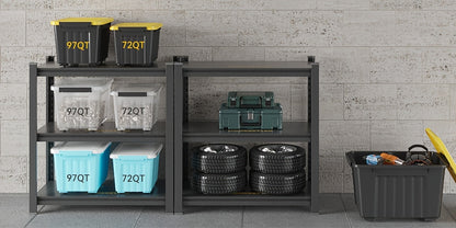 Stackable 72- and 97-Quart Storage Bin Sets with Lids, Wheels, Three Colors and 4- or 6-Pack Options