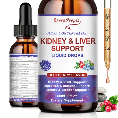 Milk Thistle Liver & Kidney Support Liquid Supplement 27-in-1 Vegan Herbal Formula — Alcohol-Free Fast-Absorbing Detox | Liver Enzyme Balance Kidney Filtration Urinary Wellness | 60ml or 120ml