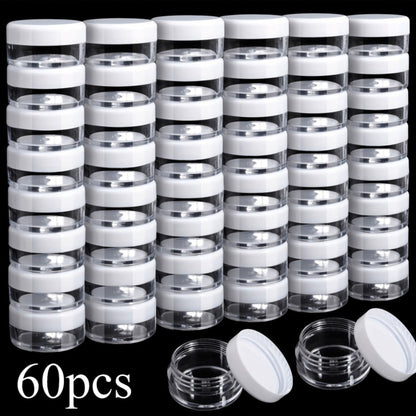 60-Pack 5 g Mini Plastic Cosmetic Sample Jars with Lids for Cream, Lotion, Balm and Travel Storage