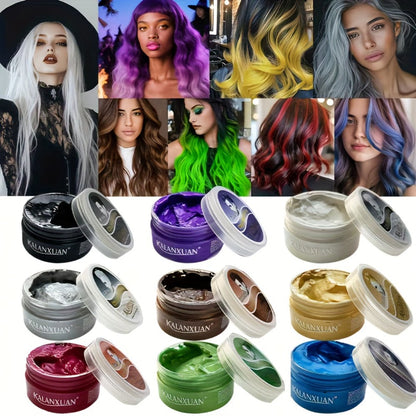 Temporary Hair Color Styling Wax in Nine Shades for Parties, Festivals, Halloween and Cosplay