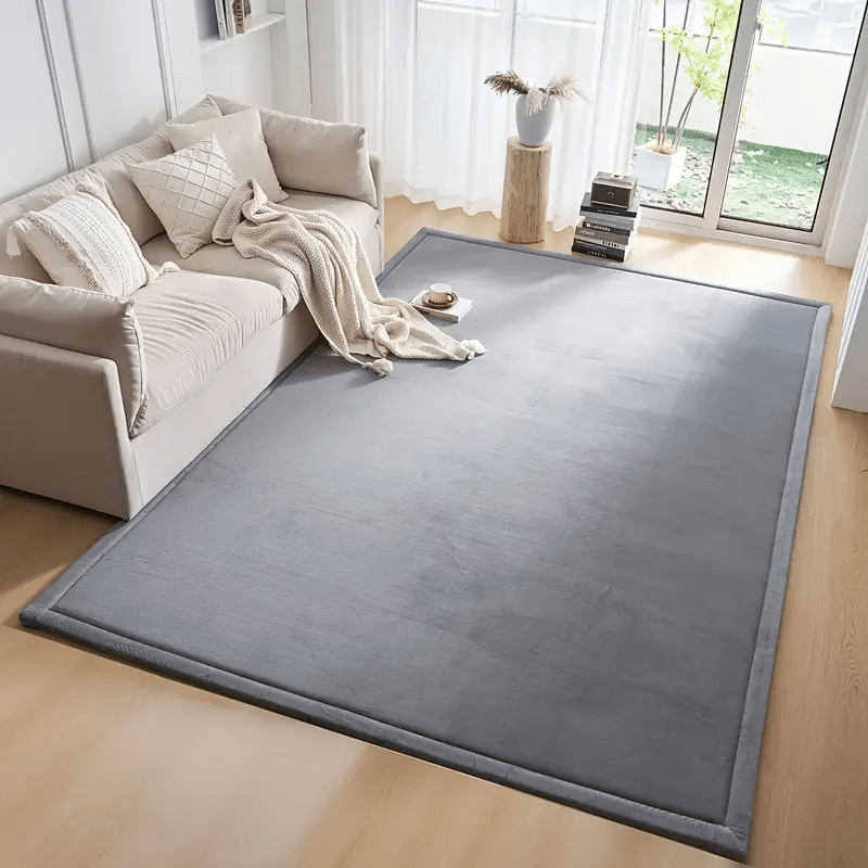 Padded Tatami-Style Area Rug in Six Solid Colors with 50-Inch Square to 79 x 118-Inch Sizes