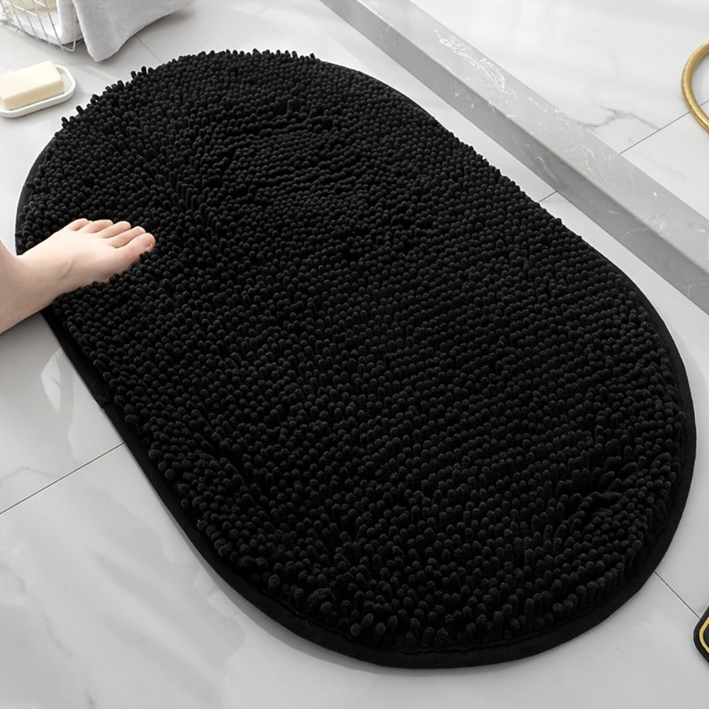 Chenille Bath Mat Non-Slip Super Absorbent Oval Bathroom Rug Soft Plush Carpet for Bathroom Kitchen Bedroom Entryway Indoor Outdoor Pet Dog Mat Machine Washable Multi-Color Multi-Size