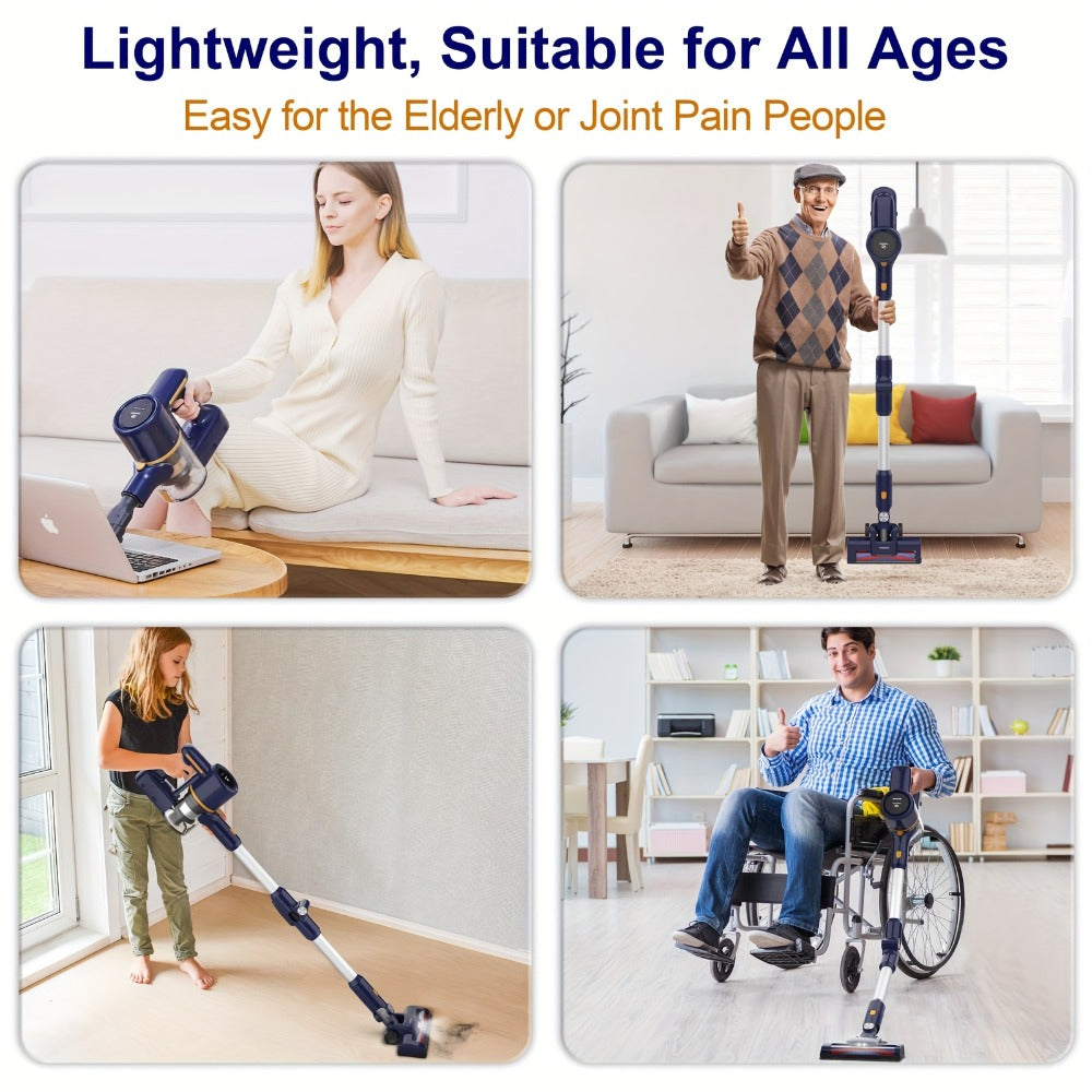 Stick and Handheld Vacuum Cleaner with LED Floor Head, Straight or 180-Degree Foldable Tube Options