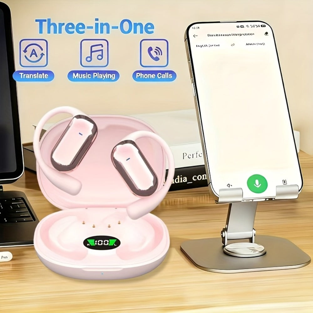 AI Translation Earbuds 144 Languages Real-Time Bluetooth 6.1 TWS Meeting Notes Noise Cancelling Crystal Mic Touch Control Type-C Charging All Smartphones Business Travel