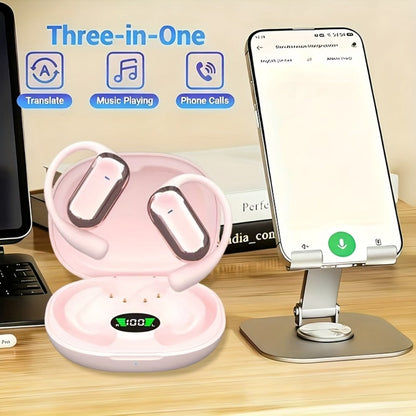 AI Translation Earbuds 144 Languages Real-Time Bluetooth 6.1 TWS Meeting Notes Noise Cancelling Crystal Mic Touch Control Type-C Charging All Smartphones Business Travel