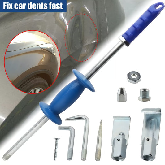 Slide Hammer Dent Puller Kit 9-Piece 5LB Auto Body Dent Repair Tool Set for Hail Damage Removal, Includes Nose Cones Puller Hooks Plate Edge Puller L-Puller Pierce Punch, 5/8" x 18 TPI, Cars Trucks