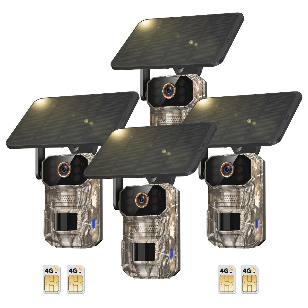 Solar Cellular Trail Camera 1920P No WiFi – 4G LTE Wildlife & Property Monitoring, PIR Motion Sensor, Infrared Night Vision, Two-Way Voice, IP65 Waterproof, Remote Access & 2-Year Replacement Warranty