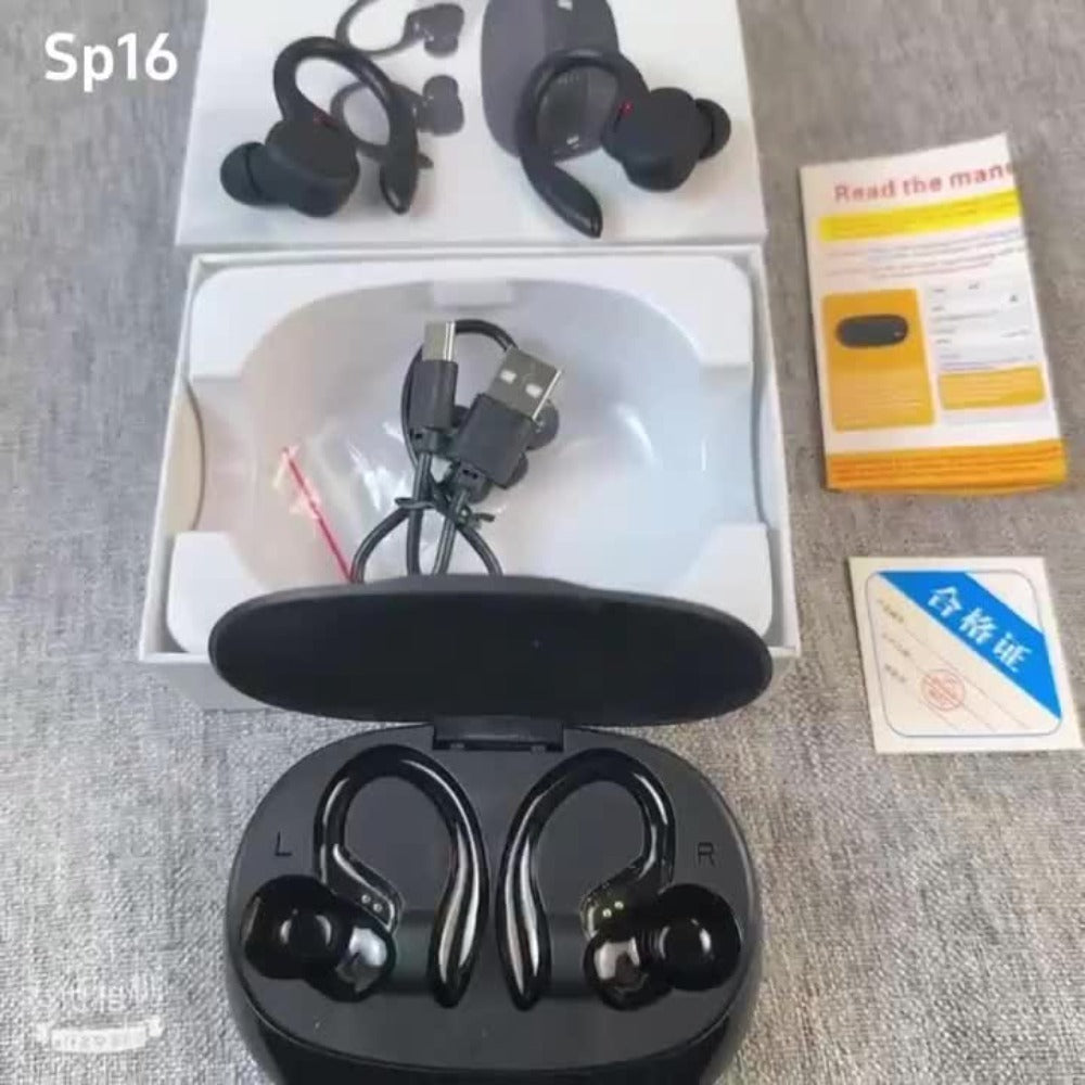 Wireless Earbuds Bluetooth 5.4 Open-Ear Sport Hooks with 24-Hour Playtime and LED Case for Running