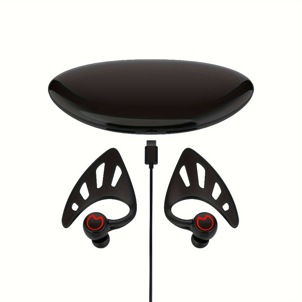 Wing-Style Ear-Hook TWS Wireless Earbuds with Oval Charging Case in Black, Green or White Options