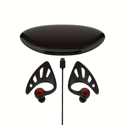 Wing-Style Ear-Hook TWS Wireless Earbuds with Oval Charging Case in Black, Green or White Options
