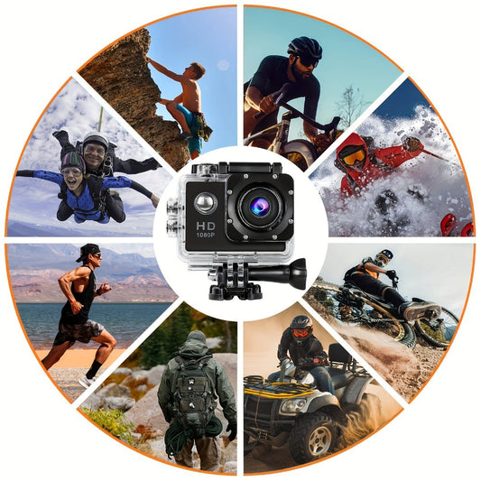1080P Waterproof Action Camera for Kids & Beginners – 170° Wide Angle, 2" LCD, 90-Min Battery, Accessory Kit for Swimming, Cycling, Rock Climbing & Outdoor Sports Gift